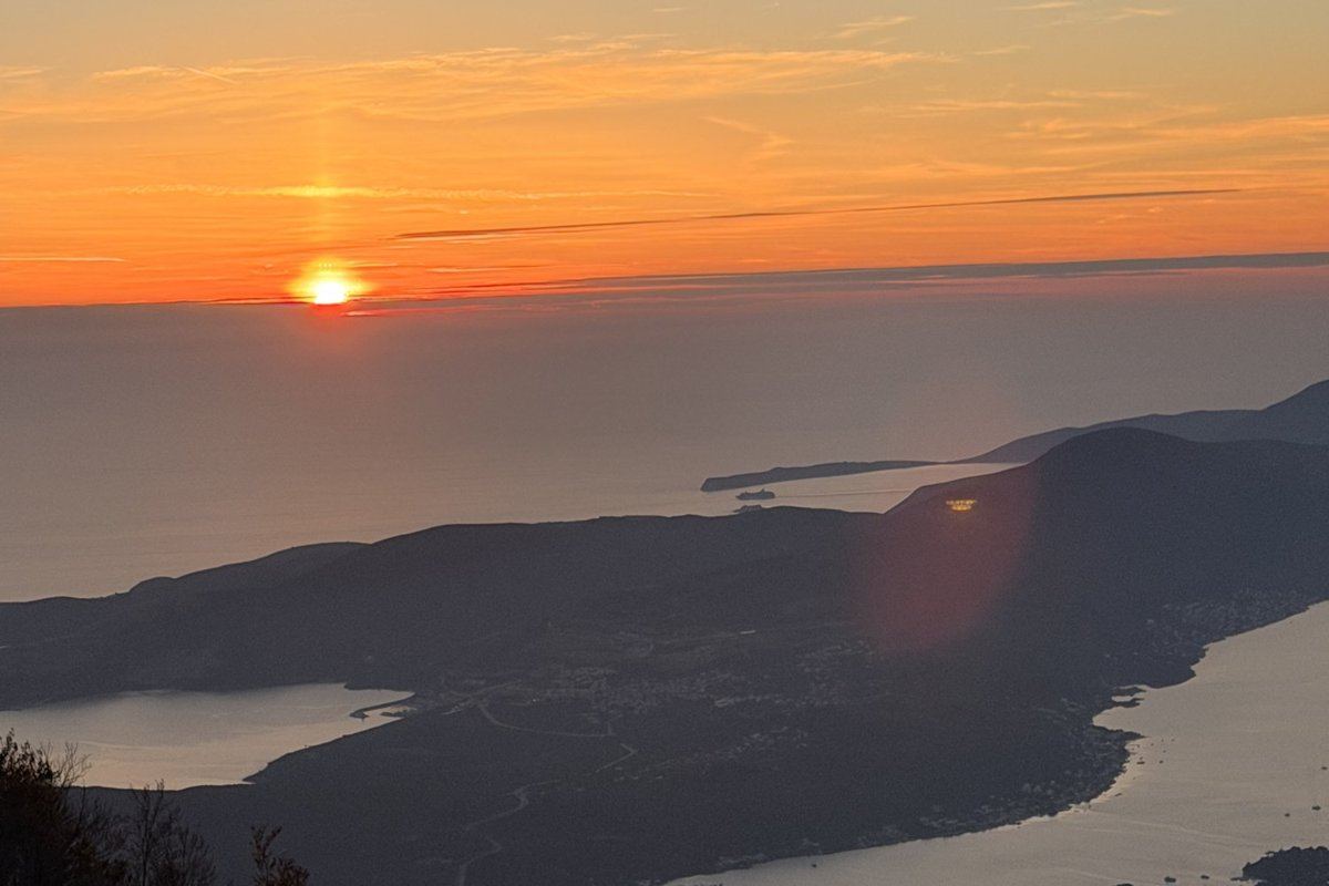 Sunset over the Bay of Kotor and the Luštica peninsula